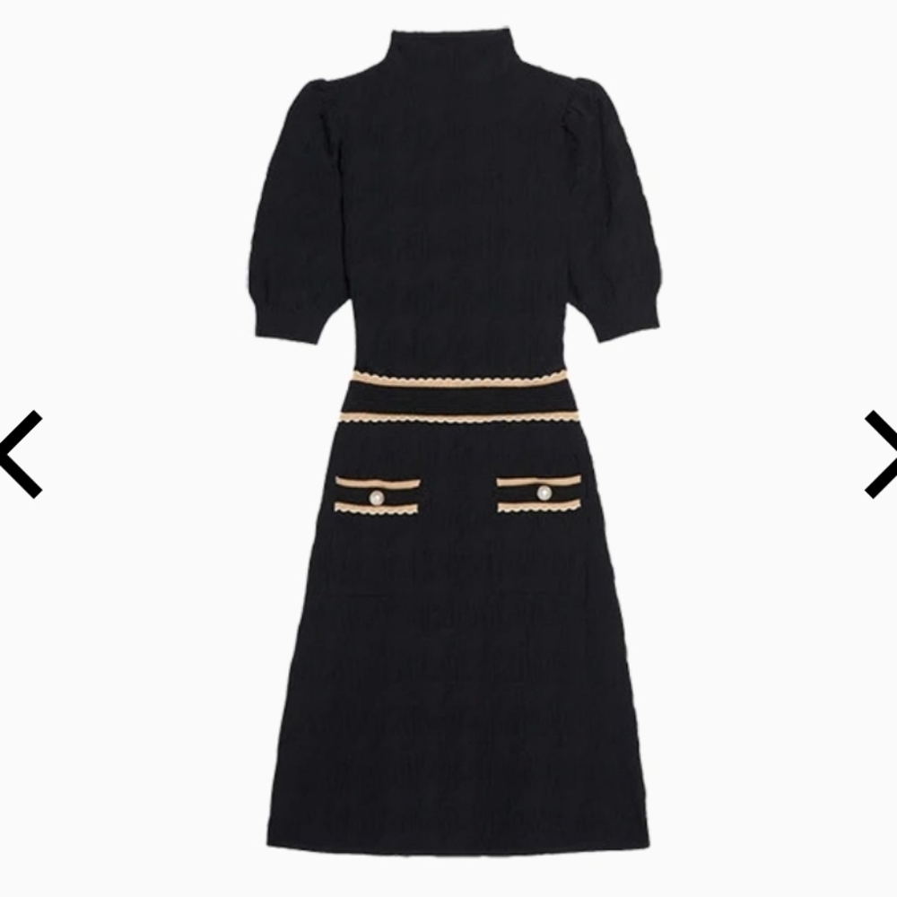 Sandro Black Knit Dress 2 /Medium / US 6 - Picture 4 of 14